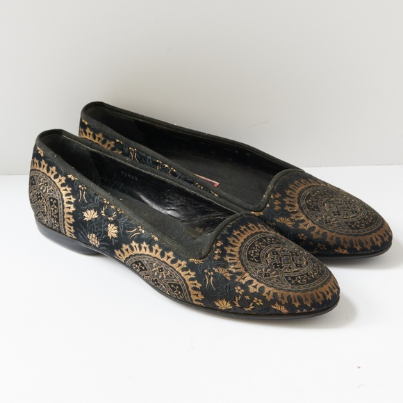 80s - SUSAN BENNIS - WARREN EDWARDS - Loafer - Men's - 9.5 - BLK Silk